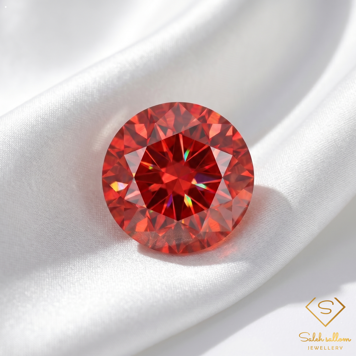 0.25 Ct Natural Maple Reddish Orange Sapphire Round Cut Songea Tanzania Gemstone-Saleh Sallom
