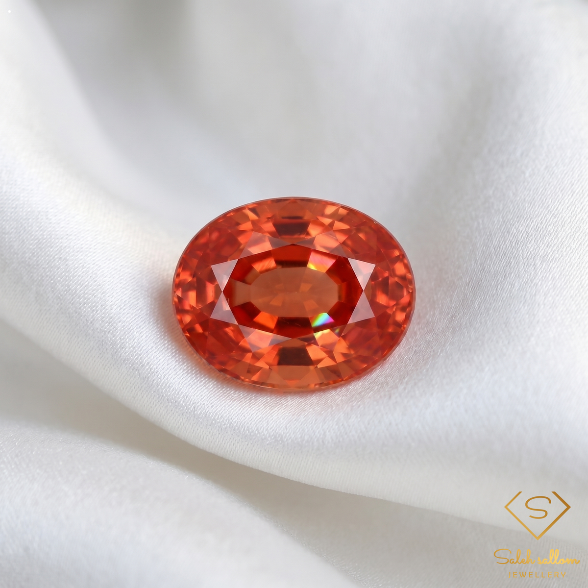 0.26 Ct Natural Maple Orange Sapphire Oval Cut Songea Tanzania Gemstone-Saleh Sallom