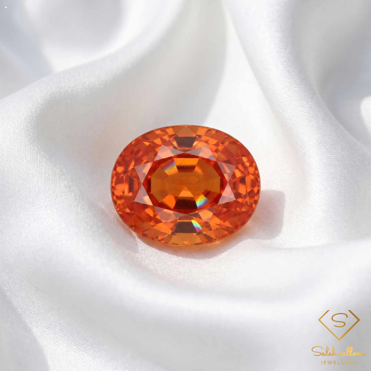 0.32 Ct Natural Orange Sapphire Oval Cut Songea Tanzania Gemstone-Saleh Sallom