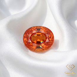 0.32 Ct Natural Orange Sapphire Oval Cut Songea Tanzania Gemstone-Saleh Sallom