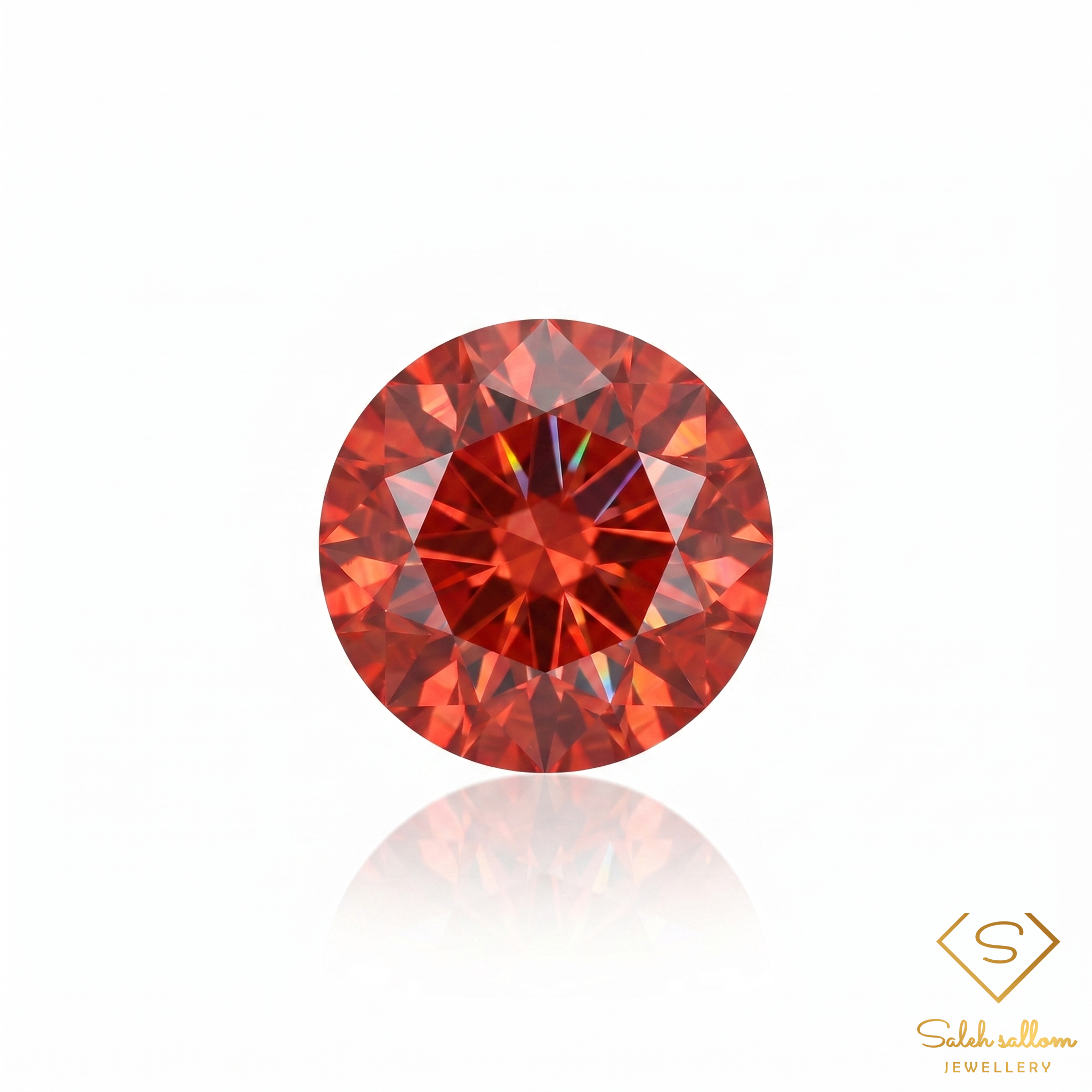 0.27 Ct Natural Maple Orange Sapphire Round Cut Songea Tanzania Gemstone-Saleh Sallom Main image