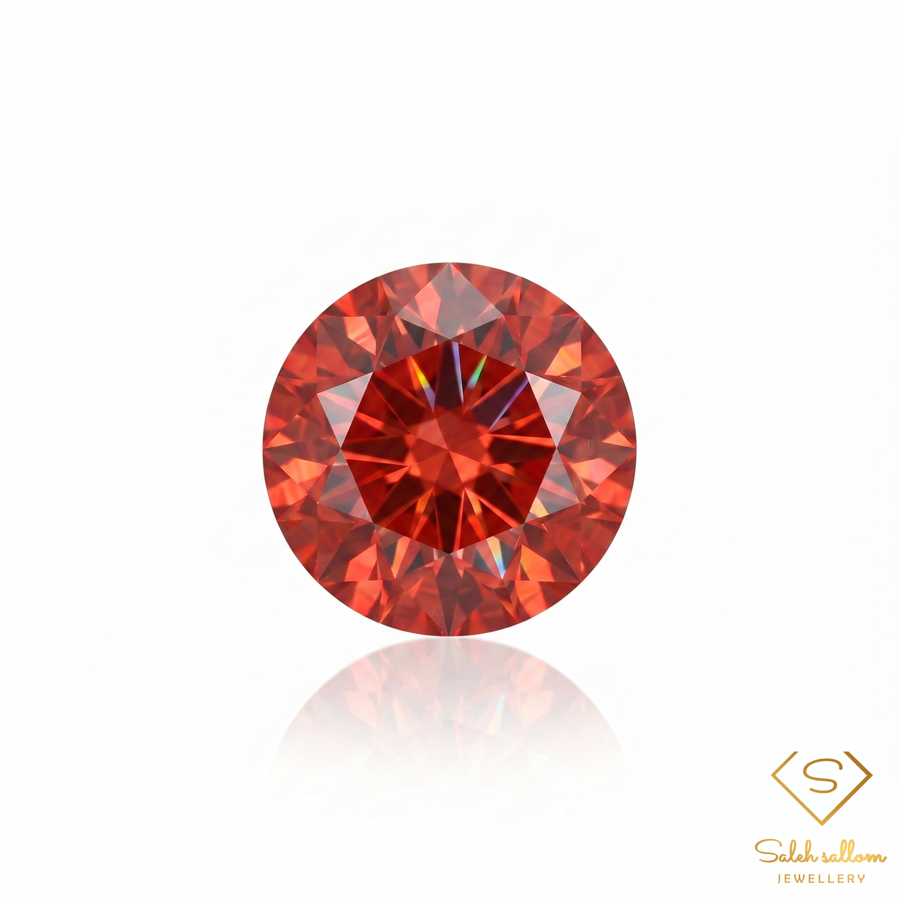 0.27 Ct Natural Maple Orange Sapphire Round Cut Songea Tanzania Gemstone-Saleh Sallom