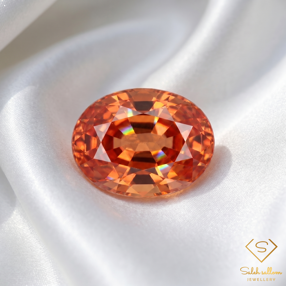 0.24 Ct Natural Maple Orange Sapphire Oval Cut Tanzania Gemstone-Saleh Sallom