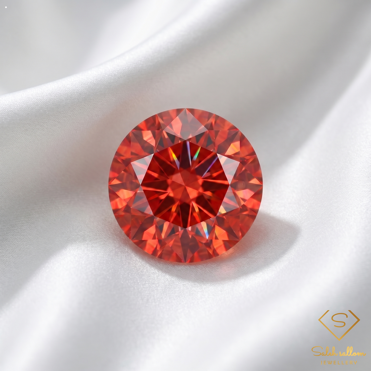0.27 Ct Natural Maple Orange Sapphire Round Cut Songea Tanzania Gemstone-Saleh Sallom