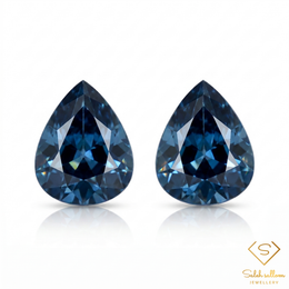 Pair of Natural Blue Sapphire Gemstones 1.25 Ct Total Weight Pear Cut Heated Madagascar