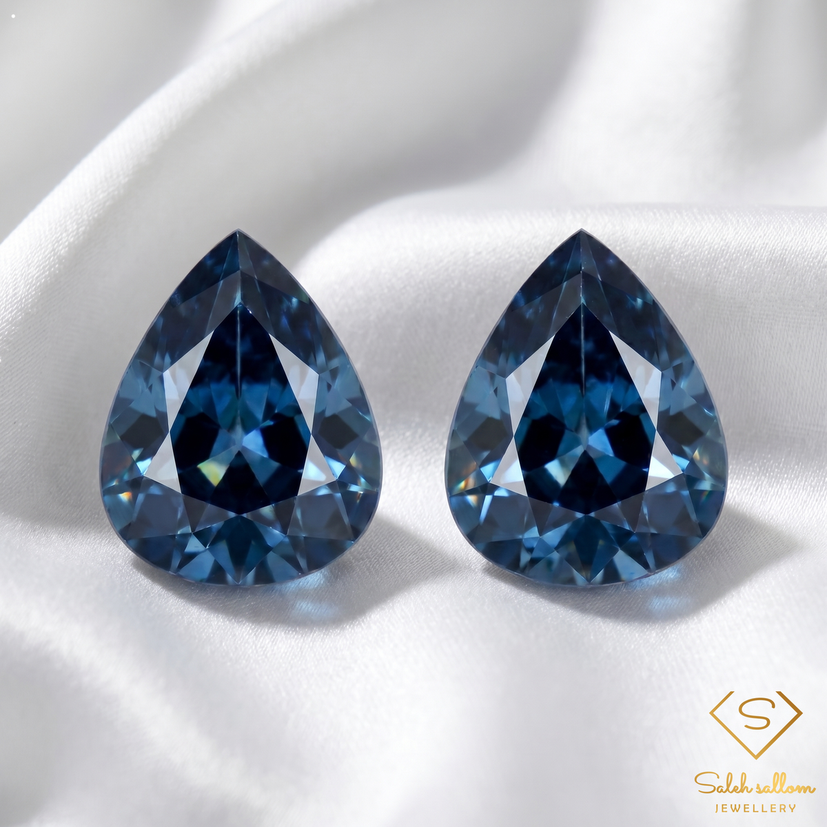Pair of Natural Blue Sapphire Gemstones 1.25 Ct Total Weight Pear Cut Heated Madagascar