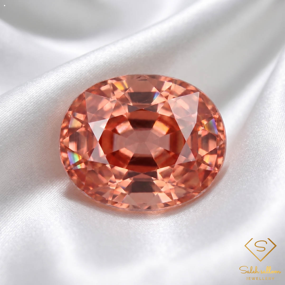 0.58 Ct Natural Pinkish Orange Sapphire Oval Cut VS Songea Tanzania Gemstone