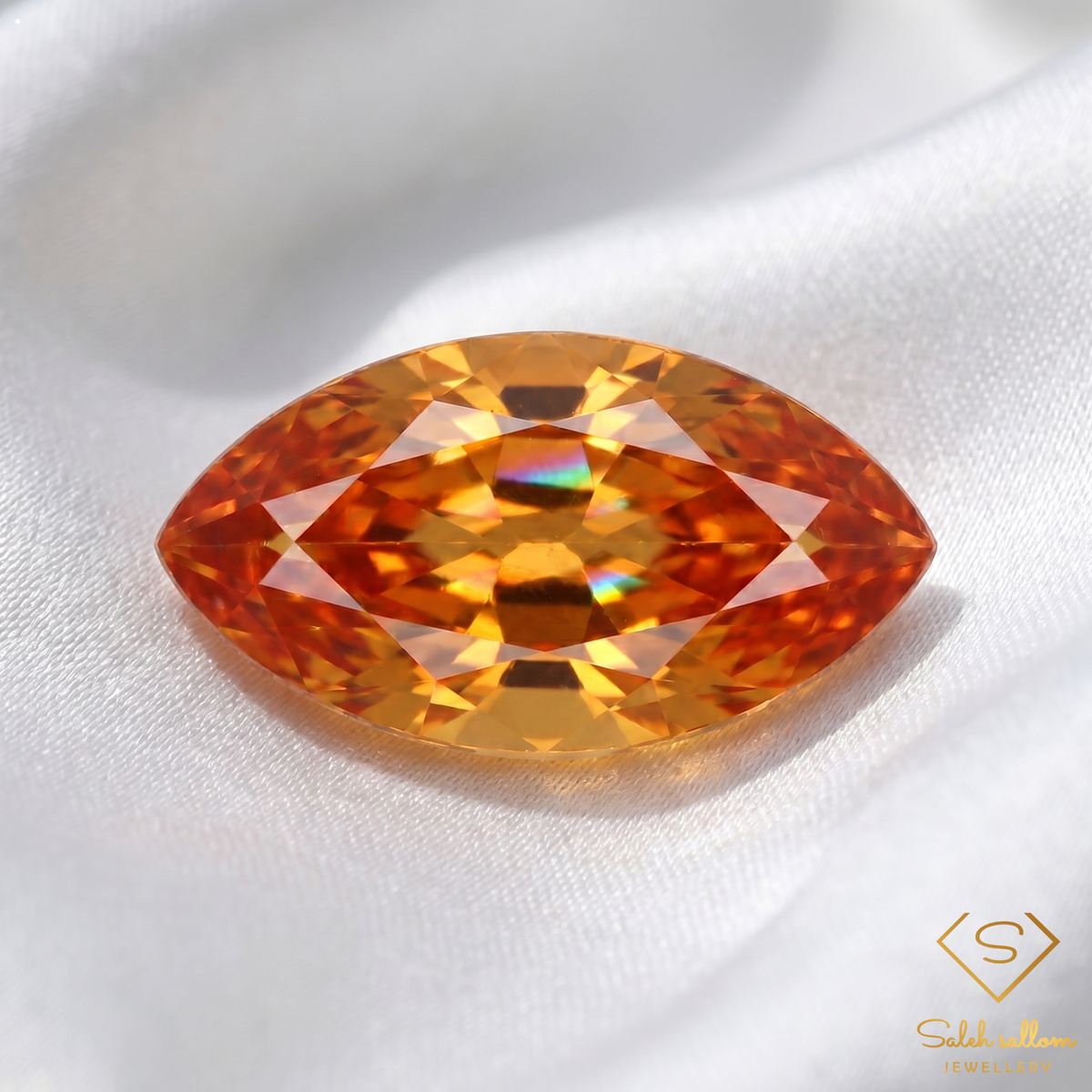 0.51 Ct Natural Orange Sapphire Marquise Cut VS Songea Tanzania Gemstone