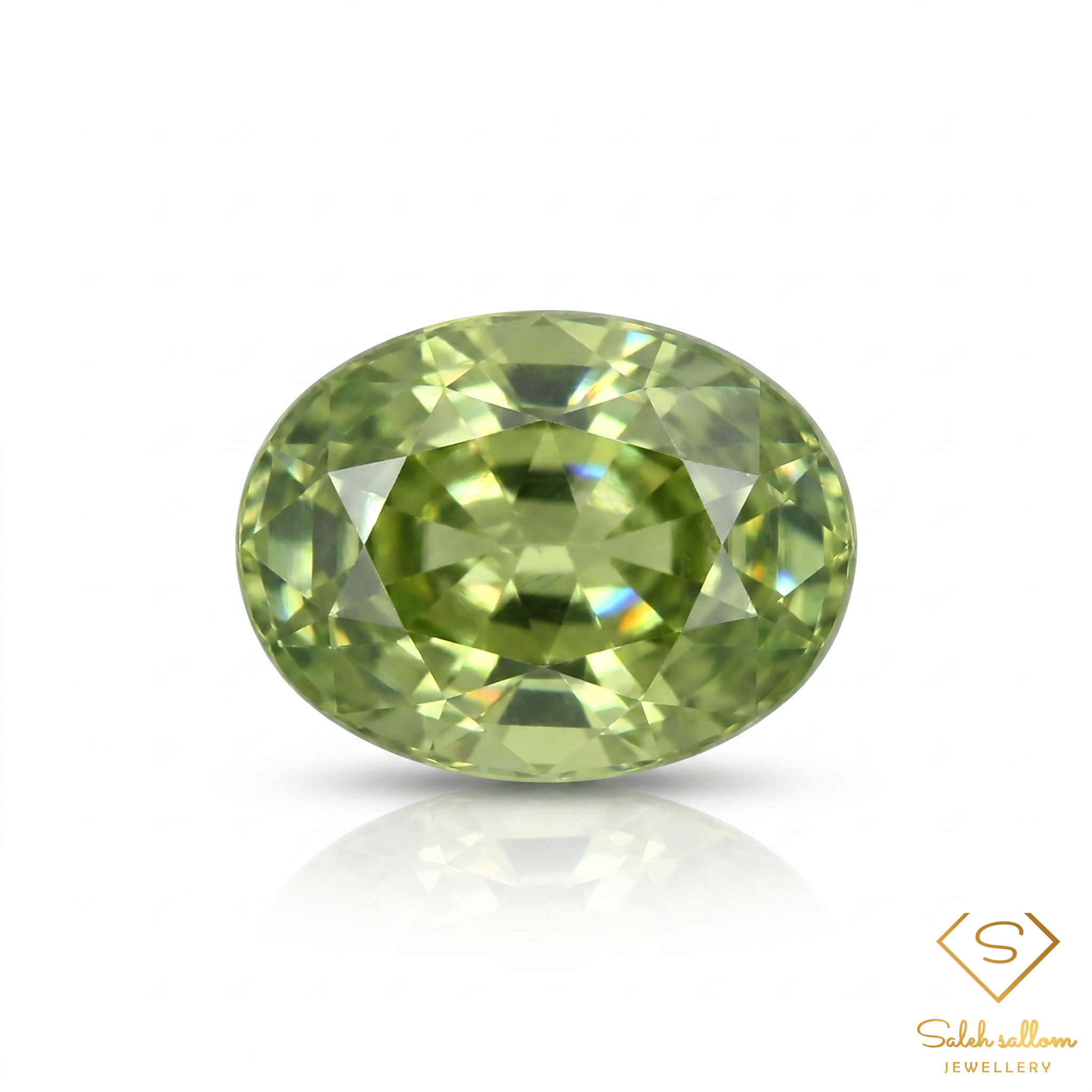 1.19 Ct Natural Yellowish Green Sapphire Oval Cut VS Unheated Songea Tanzania Gemstone Main image