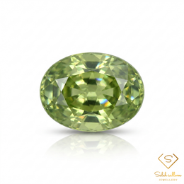 1.19 Ct Natural Yellowish Green Sapphire Oval Cut VS Unheated Songea Tanzania Gemstone