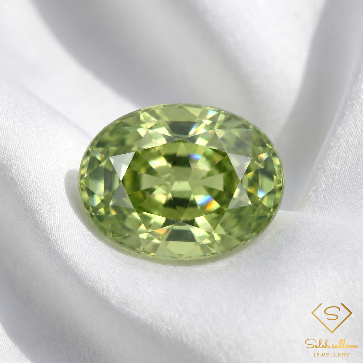 1.19 Ct Natural Yellowish Green Sapphire Oval Cut VS Unheated Songea Tanzania Gemstone