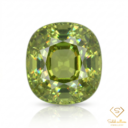 9.99 Ct Natural Greenish Yellow Sphene Cushion Cut – High Fire Titanite Gemstone