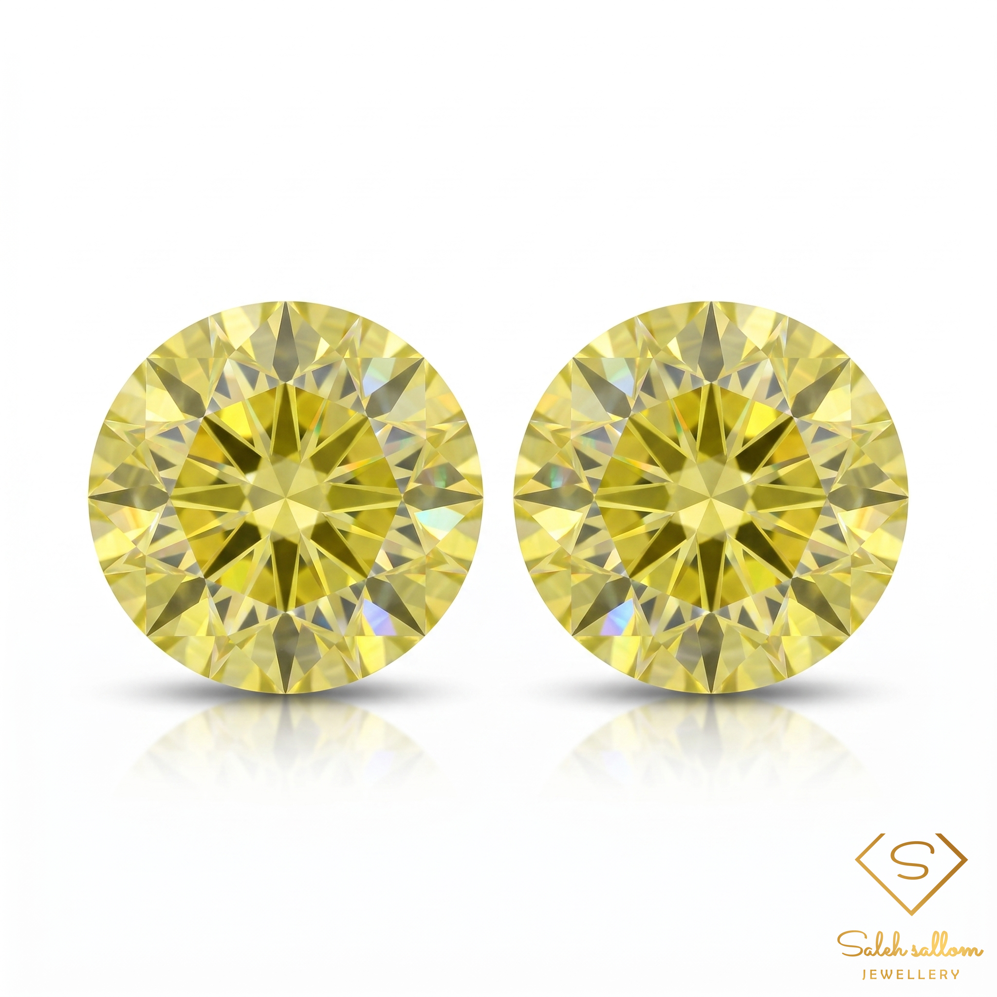 Matching Pair Natural Yellowish Green Sphene Gemstones 1.13 Ct TW Round Cut High Luster Main image