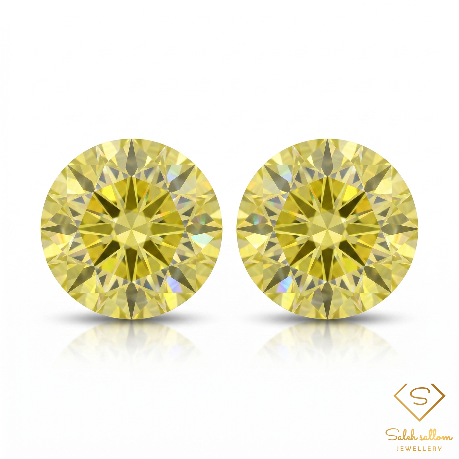 Matching Pair Natural Yellowish Green Sphene Gemstones 1.13 Ct TW Round Cut High Luster
