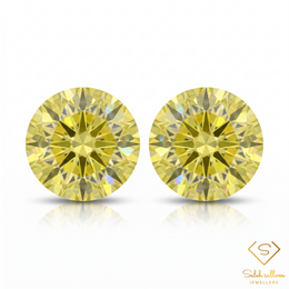 Matching Pair Natural Yellowish Green Sphene Gemstones 1.13 Ct TW Round Cut High Luster