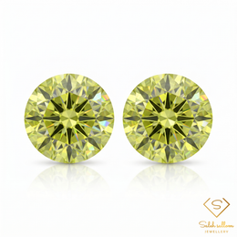 Matching Pair Natural Yellowish Green Sphene Gemstones 1.43 Ct TW Round Cut High Luster