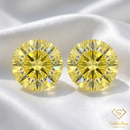 Matching Pair Natural Yellowish Green Sphene Gemstones 1.13 Ct TW Round Cut High Luster