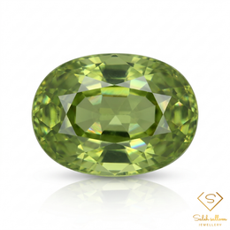 Natural Yellowish Green Sphene Gemstone 2.01 Ct Oval Cut Madagascar Diamond Luster Titanite