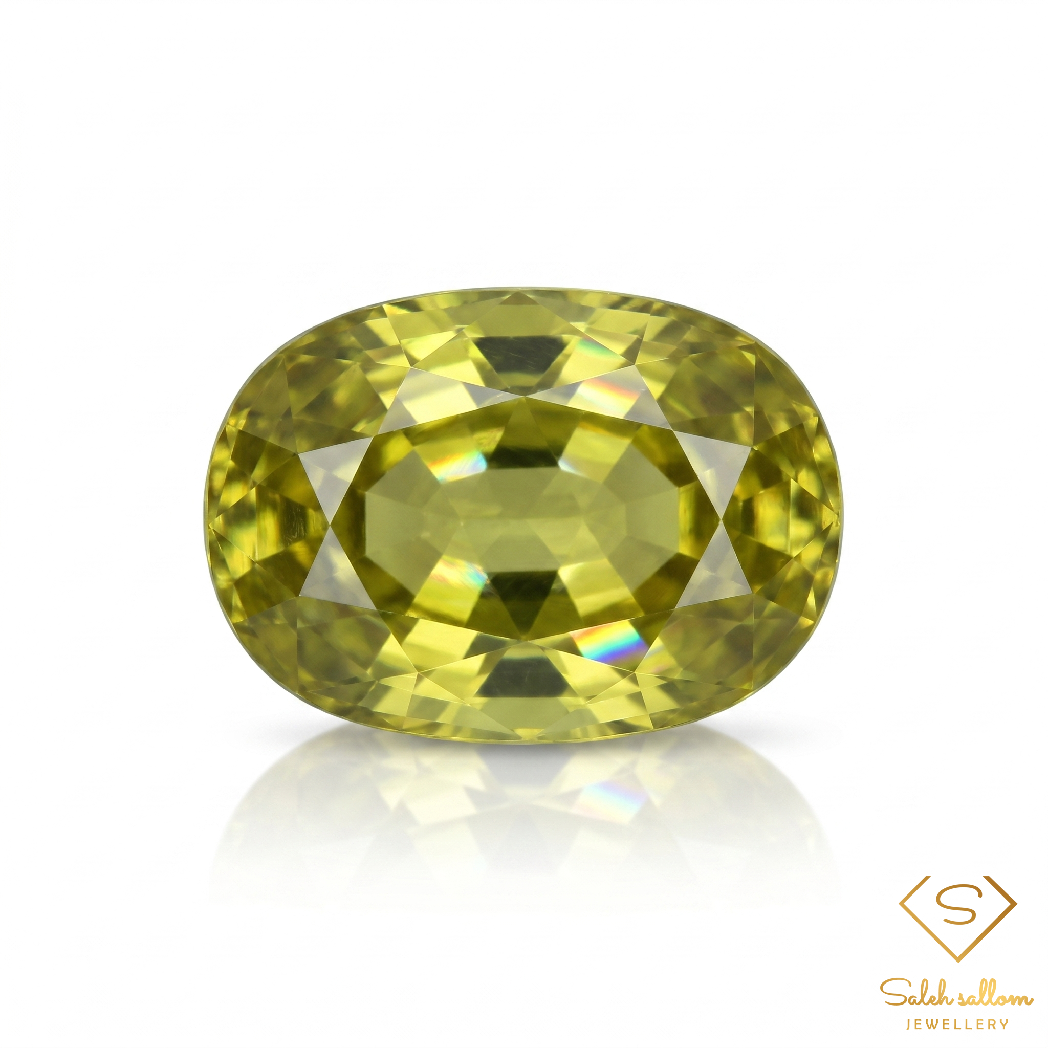 Natural Yellowish Green Sphene Gemstone 2.18 Ct Oval Cut Madagascar Super Sparkle Titanite Main image
