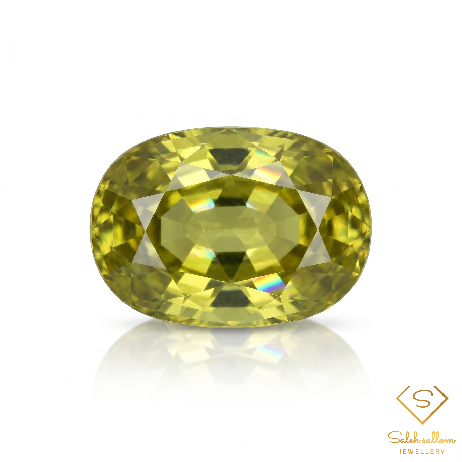 Natural Yellowish Green Sphene Gemstone 2.18 Ct Oval Cut Madagascar Super Sparkle Titanite
