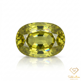Natural Yellowish Green Sphene Gemstone 2.18 Ct Oval Cut Madagascar Super Sparkle Titanite