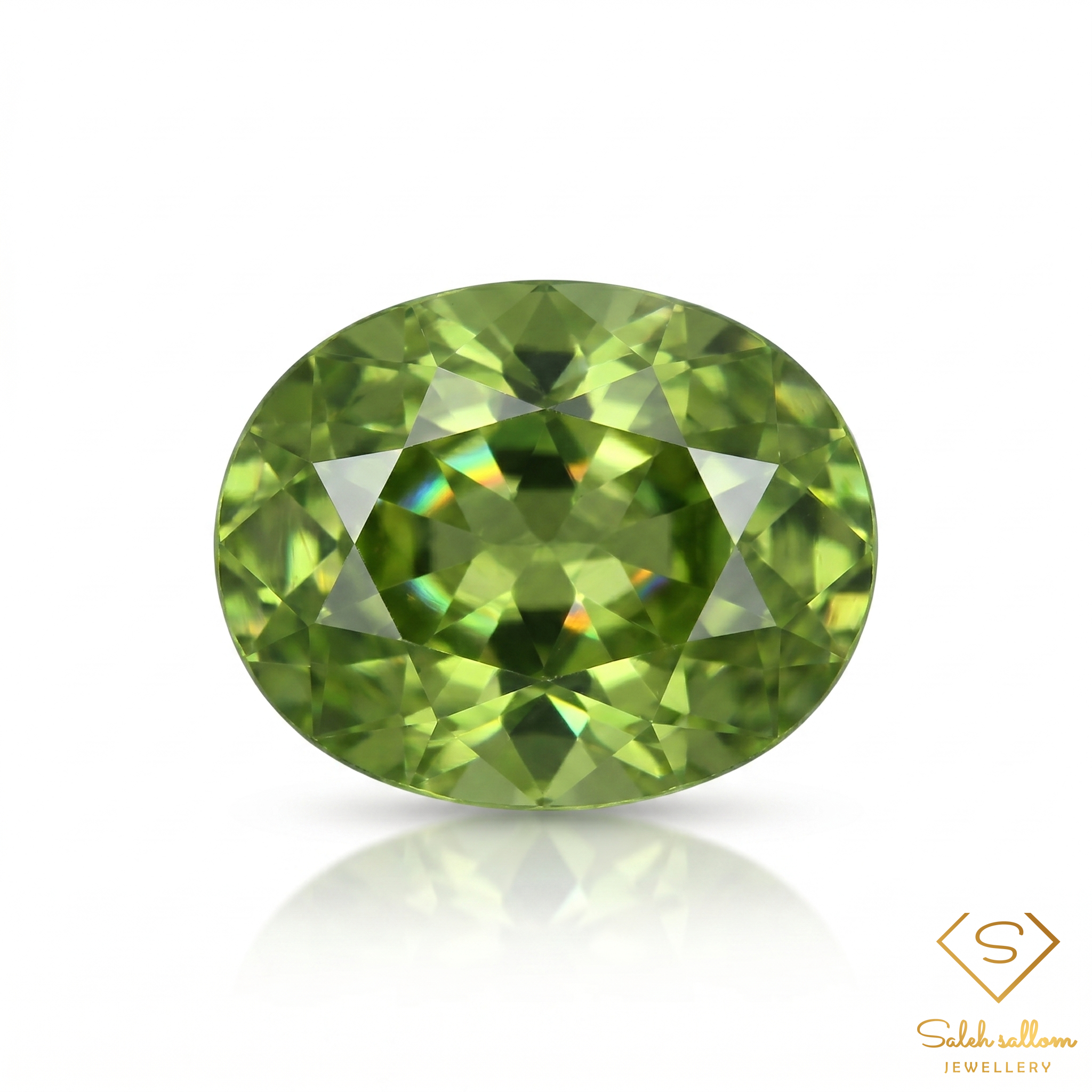 Natural Yellowish Green Sphene 2.08 Ct Oval Cut Adamantine Luster Titanite Gemstone Main image