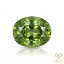 Natural Yellowish Green Sphene 2.08 Ct Oval Cut Adamantine Luster Titanite Gemstone