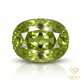 Natural Yellowish Green Sphene 2.08 Ct Oval Cut Adamantine Luster Titanite Gemstone