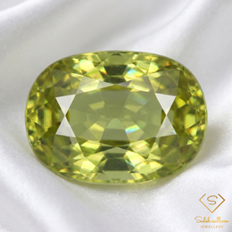 Natural Yellowish Green Sphene Gemstone 2.08 Ct Oval Cut Madagascar Amazing Luster Titanite