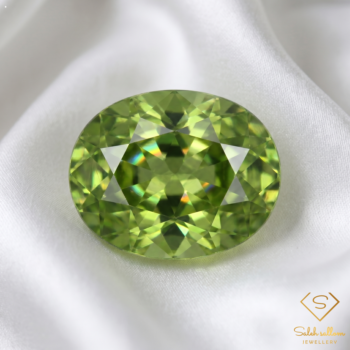 Natural Yellowish Green Sphene 2.08 Ct Oval Cut Adamantine Luster Titanite Gemstone