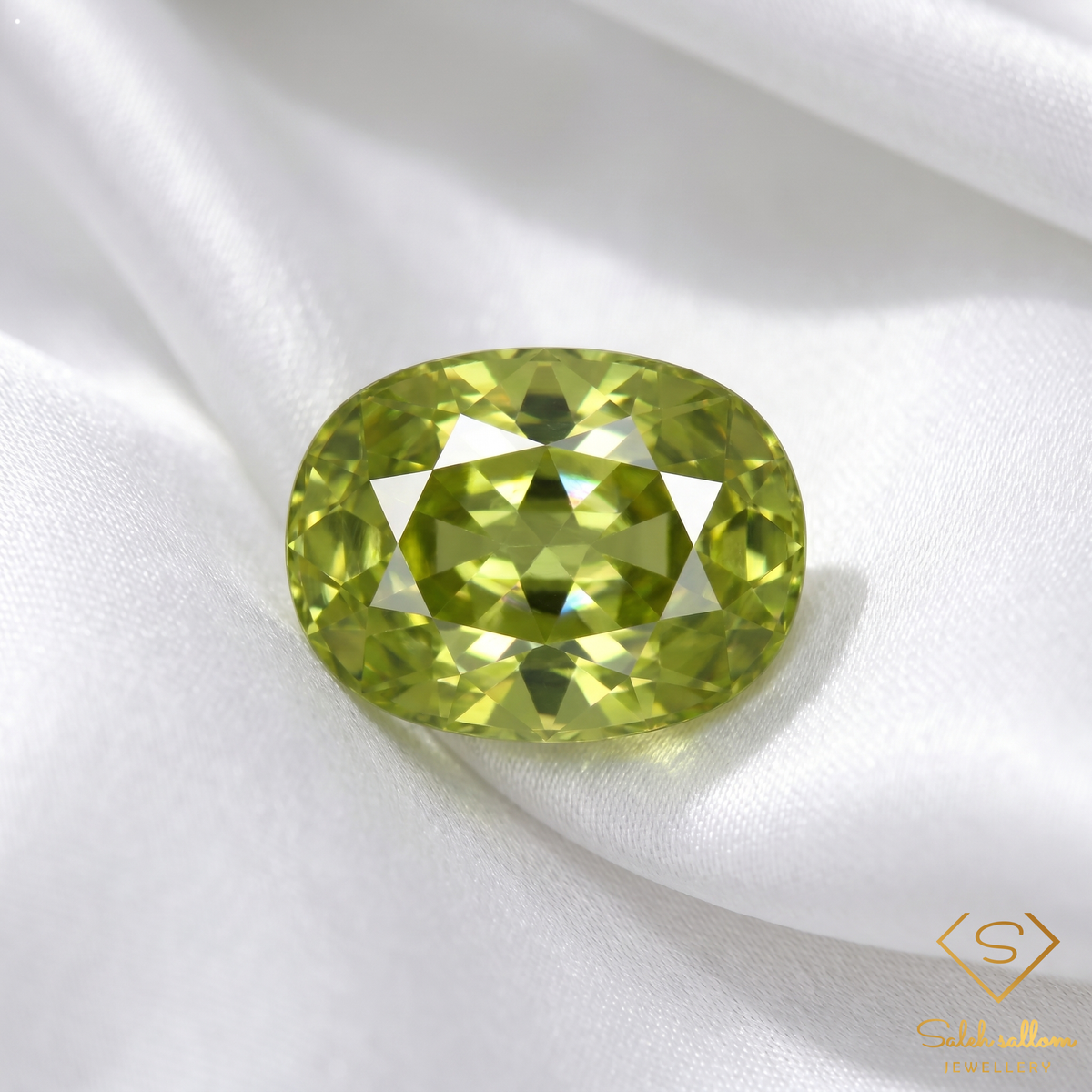 Natural Yellowish Green Sphene 2.08 Ct Oval Cut Adamantine Luster Titanite Gemstone