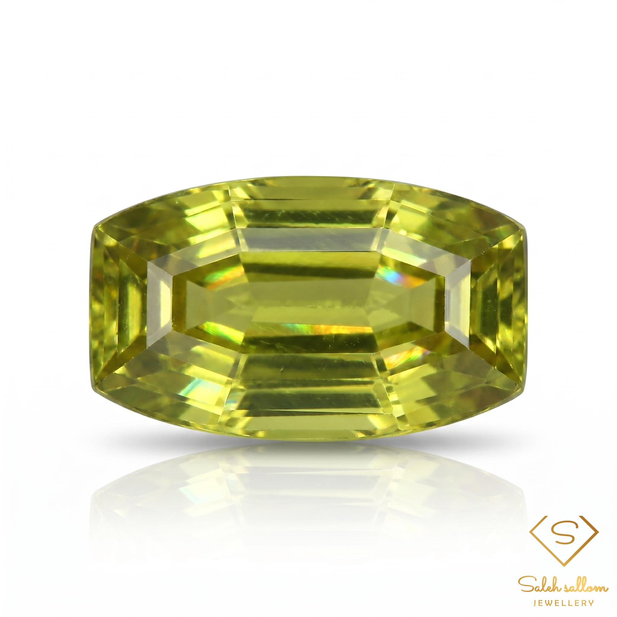Natural Yellowish Green Sphene 3.28 Ct Fancy Emerald Cut Rare Titanite Gemstone Exceptional Fire Main image