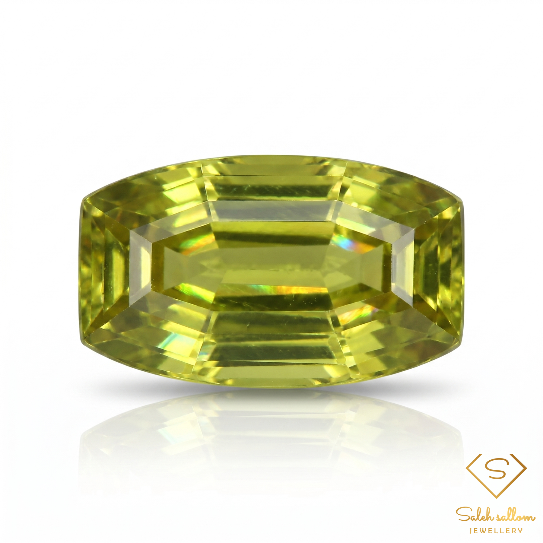 Natural Yellowish Green Sphene 3.28 Ct Fancy Emerald Cut Rare Titanite Gemstone Exceptional Fire