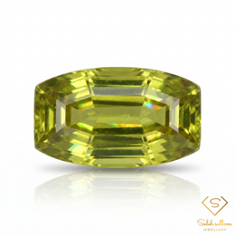 Natural Yellowish Green Sphene 3.28 Ct Fancy Emerald Cut Rare Titanite Gemstone Exceptional Fire