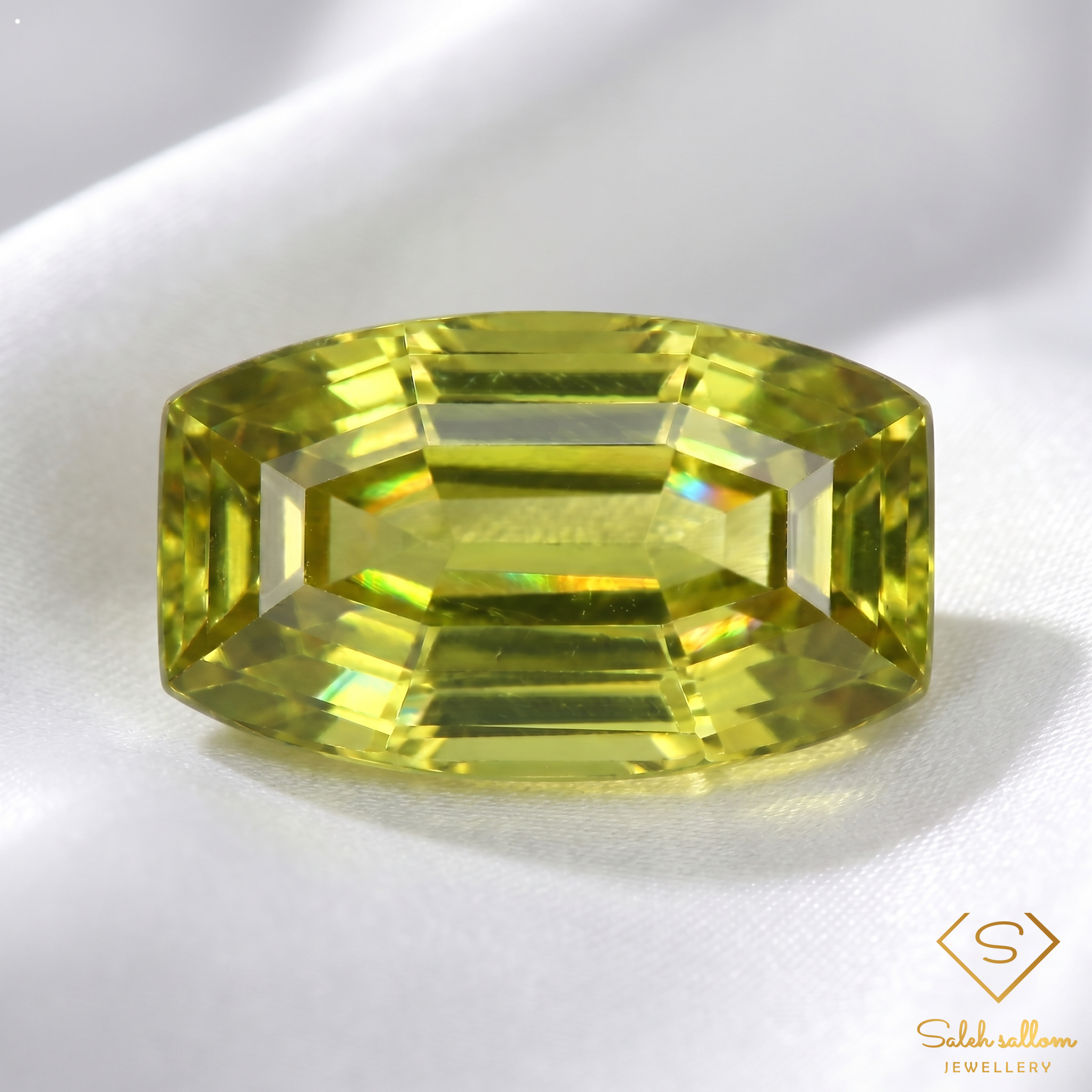 Natural Yellowish Green Sphene 3.28 Ct Fancy Emerald Cut Rare Titanite Gemstone Exceptional Fire Secondary image