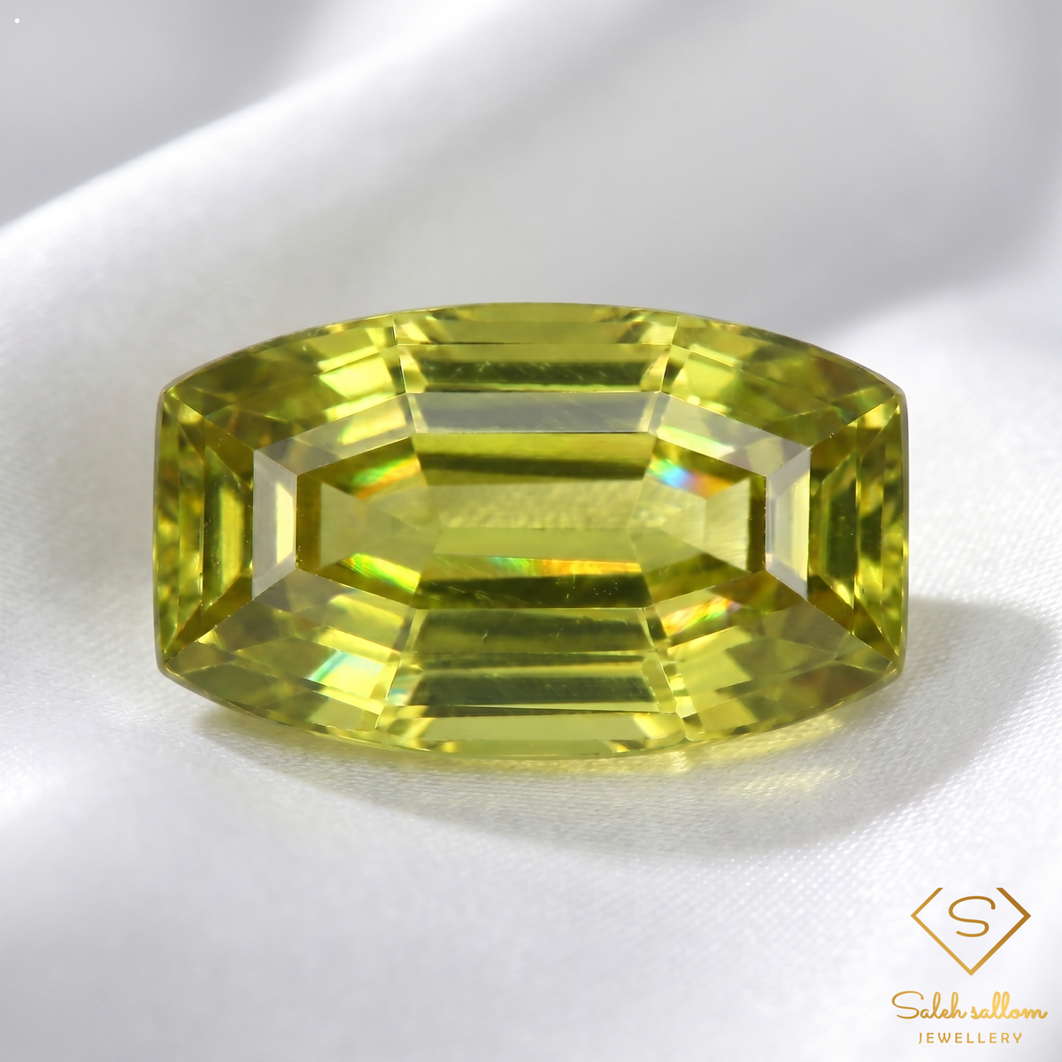 Natural Yellowish Green Sphene 3.28 Ct Fancy Emerald Cut Rare Titanite Gemstone Exceptional Fire