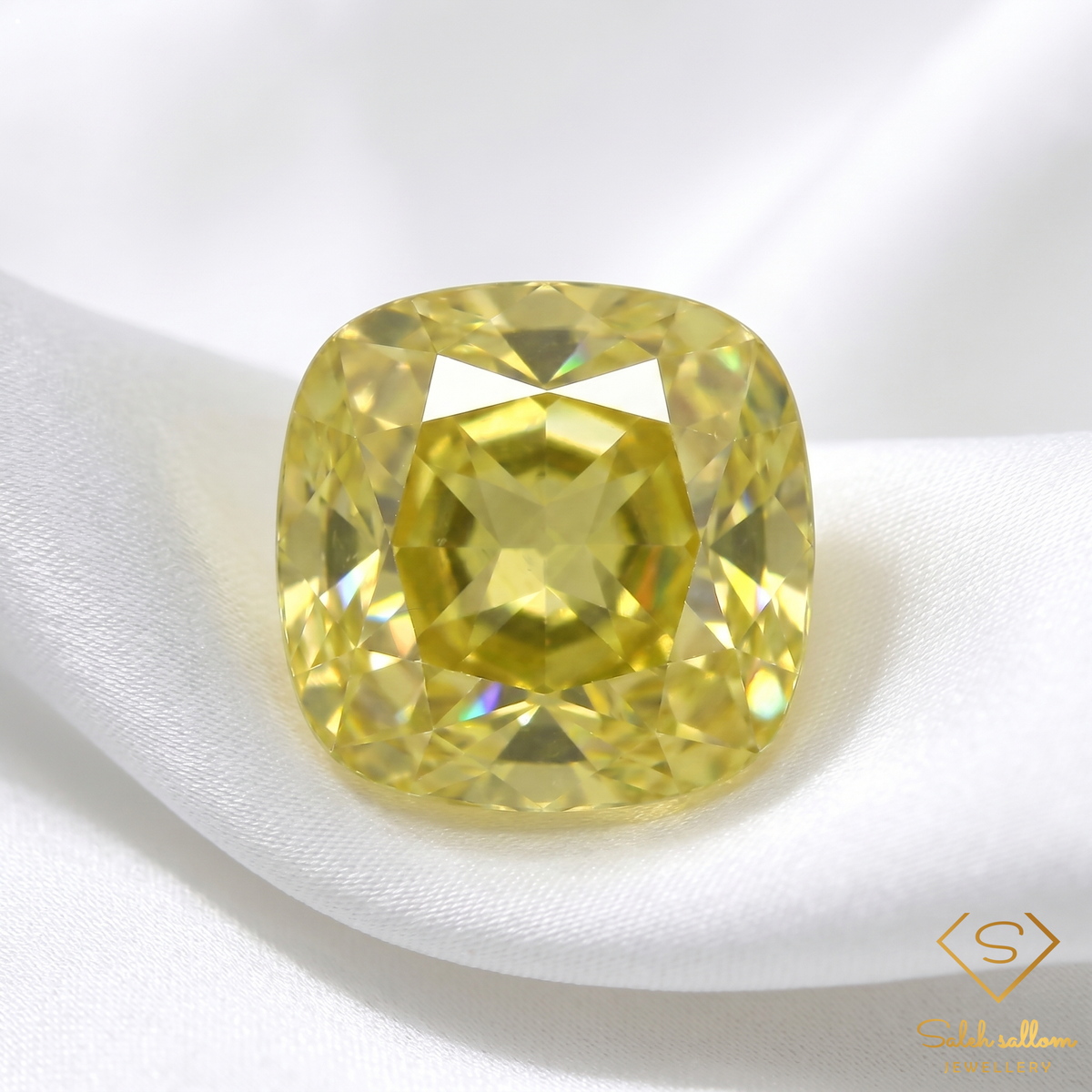 2.33 Ct Natural Yellowish Green Sphene Cushion Cut Madagascar Titanite Gemstone Exceptional Fire