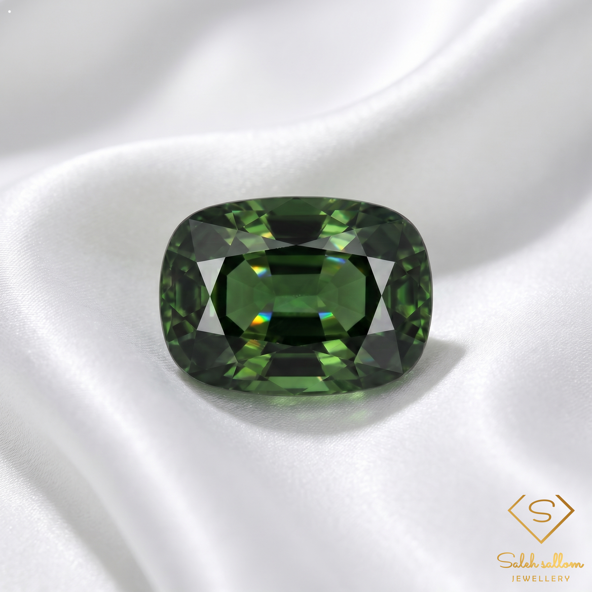 2.32 Ct Natural Unheated Green Tourmaline Cushion Cut Loose Gemstone