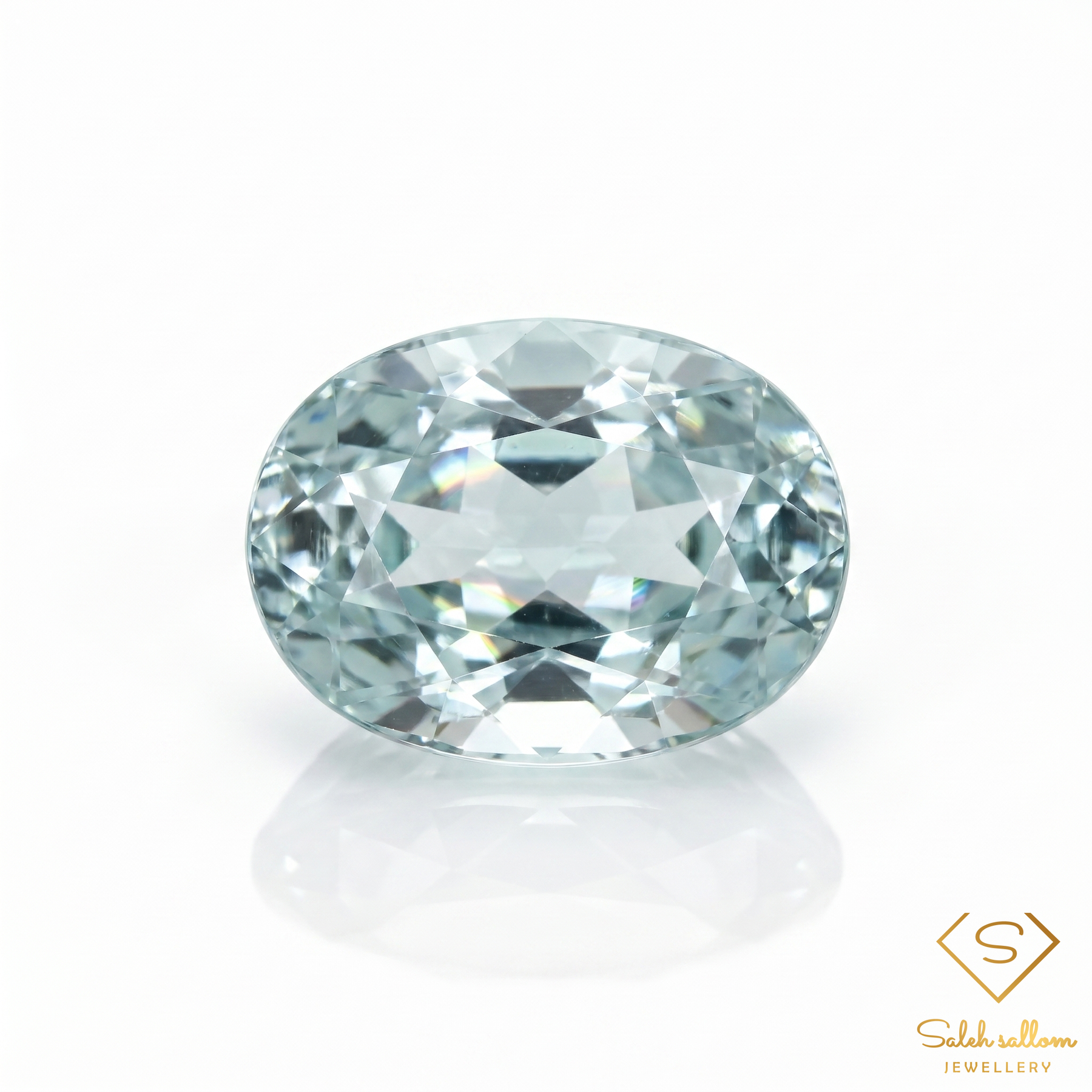 3.35 Ct Natural Unheated Light Greenish Blue Aquamarine Oval Cut African Gemstone