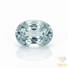 3.35 Ct Natural Unheated Light Greenish Blue Aquamarine Oval Cut African Gemstone