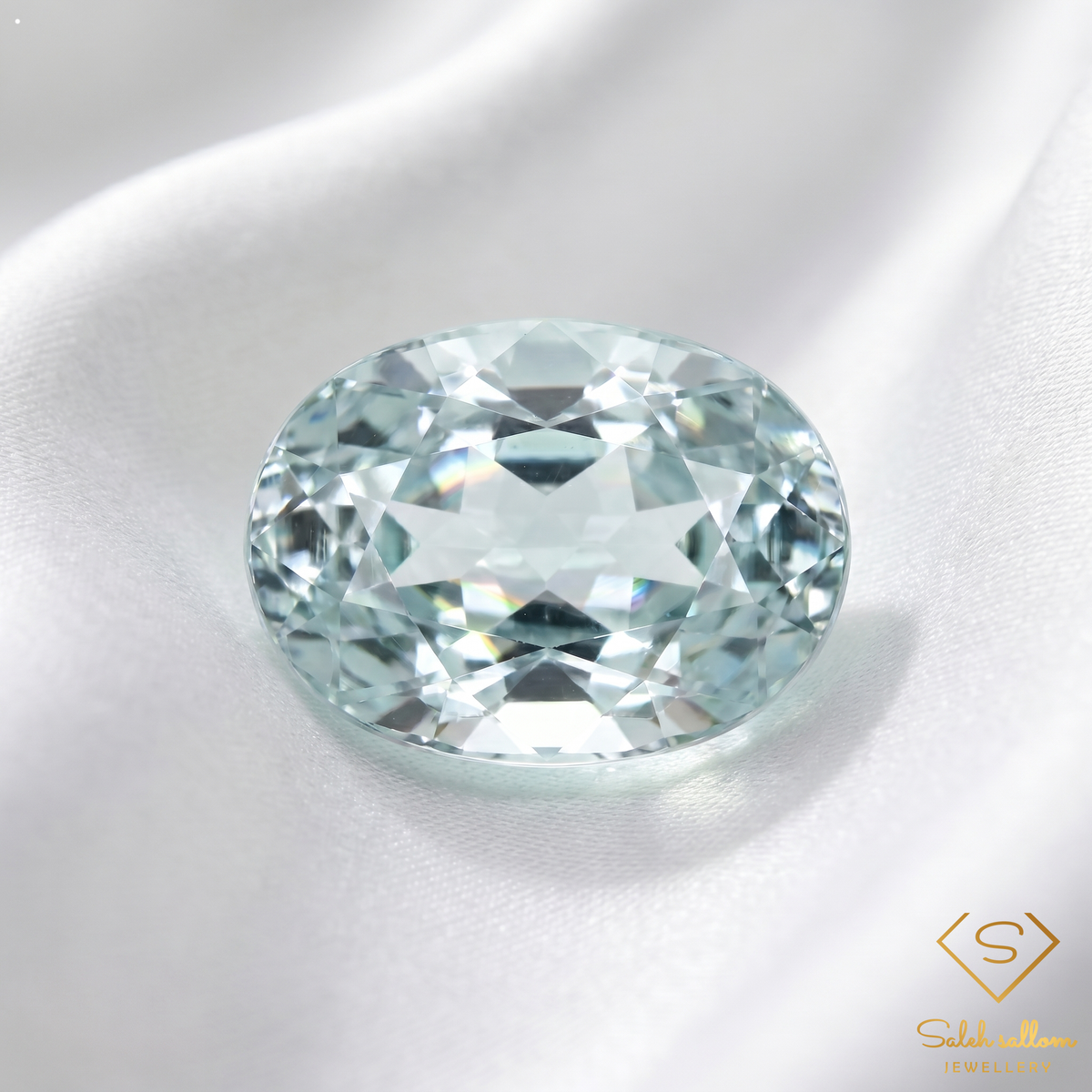 3.35 Ct Natural Unheated Light Greenish Blue Aquamarine Oval Cut African Gemstone