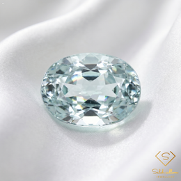 3.35 Ct Natural Unheated Light Greenish Blue Aquamarine Oval Cut African Gemstone