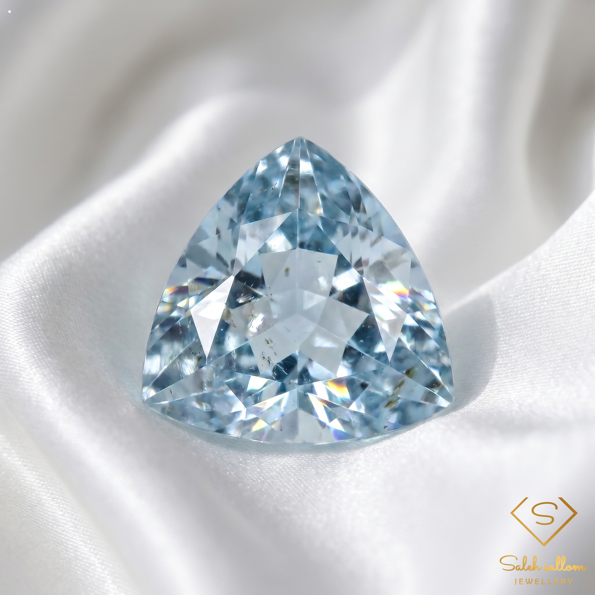 1.49 Ct Natural Unheated Blue Aquamarine Trillion Cut Brazilian Gemstone