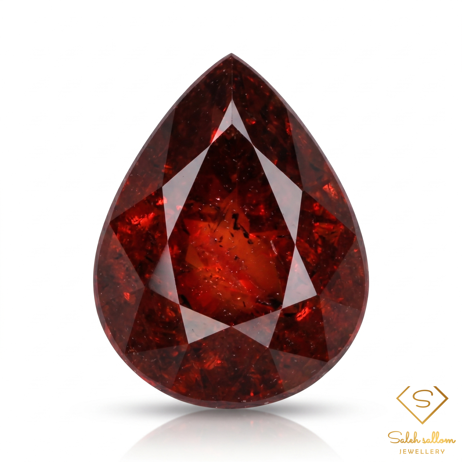2.47 Ct Natural Reddish Orange Spessartite Garnet Pear Cut Gemstone from Namibia