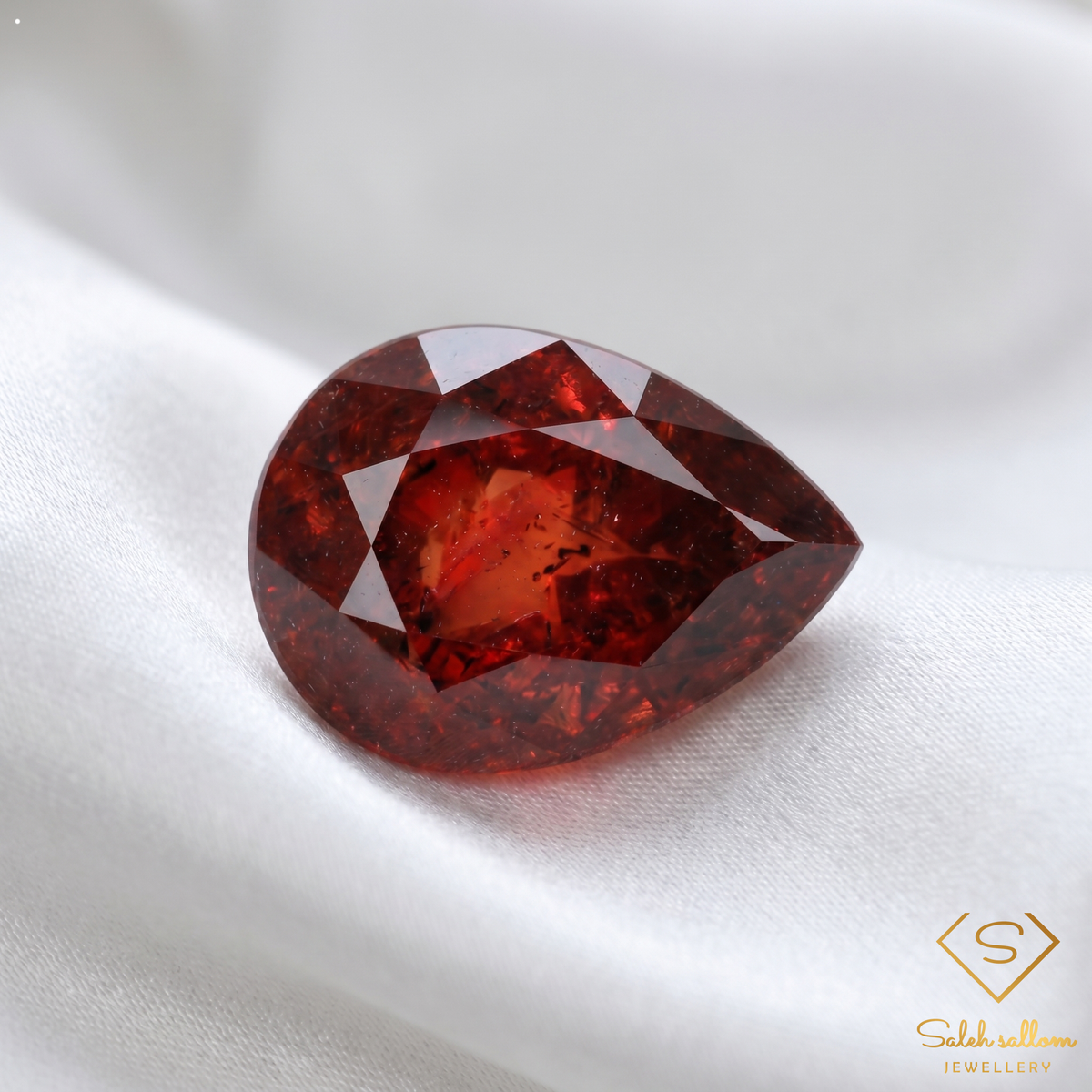2.47 Ct Natural Reddish Orange Spessartite Garnet Pear Cut Gemstone from Namibia