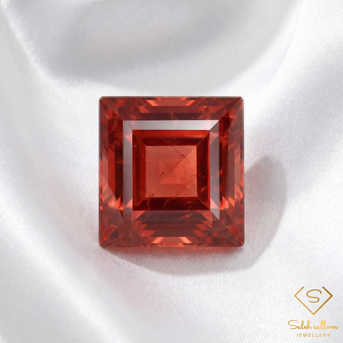 1.56 Ct Natural Orange Spessartite Garnet Square Cut Gemstone from Africa
