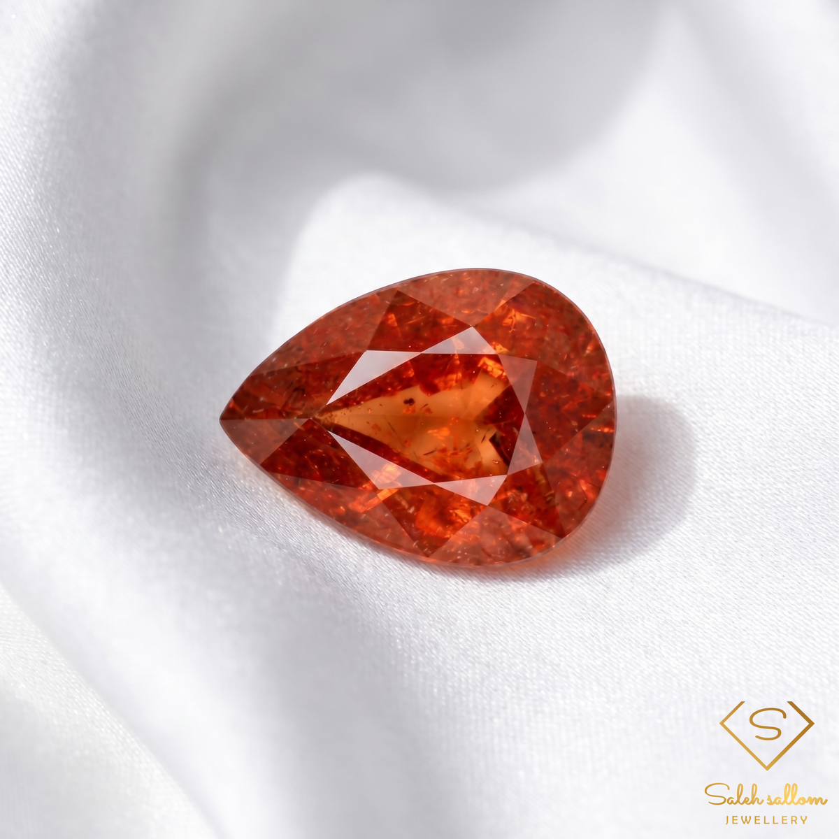 1.53 Ct Natural Reddish Orange Garnet Pear Cut Gemstone