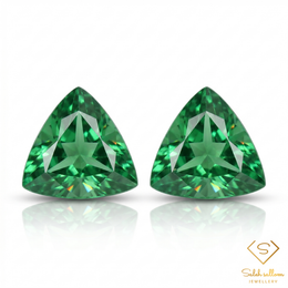 Matched Pair 0.53 Ct Total Weight Natural Green Tsavorite Garnet Trillion Cut Gemstones Tanzania