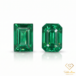 Pair Natural Green Tsavorite Garnet Baguette & Octagon Cut 1.06 Ct TW Tanzania