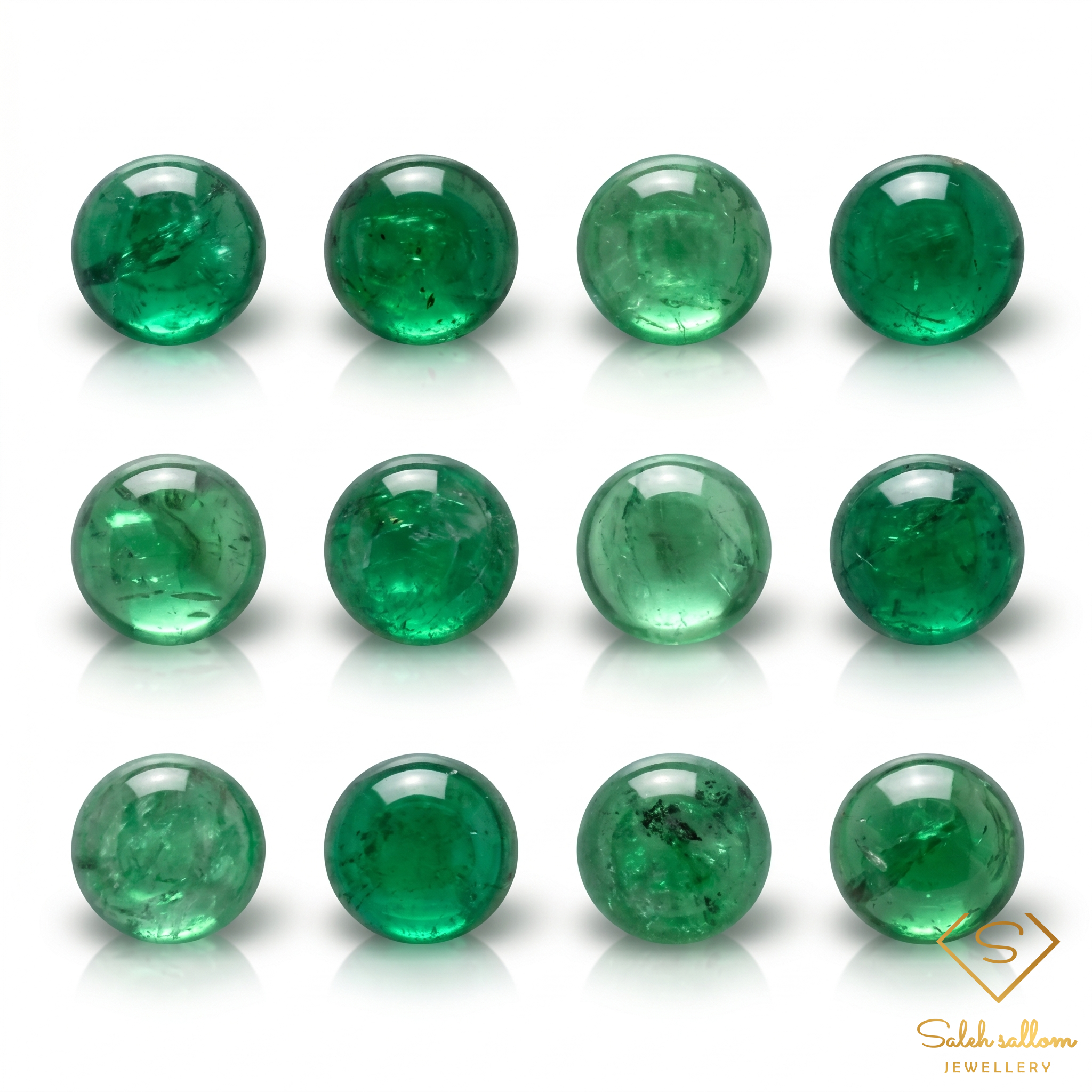 2.41 Ct Natural Green Garnet Cabochon Round Cut Lot of 12 Pieces Main image